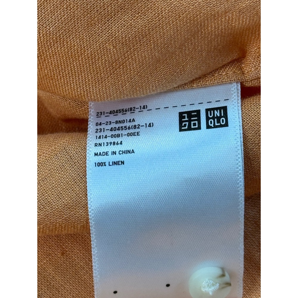 UNIQLO Linen Orange Button Up Shirt Long Sleeve Collared Top Size‎ M - Picture 8 of 9